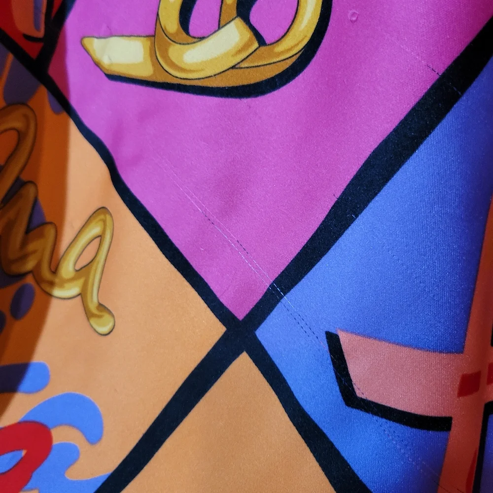 Vtg Paloma Picasso Parfums Hearts &  Kisses Polyester Large Square Scarf As-Is